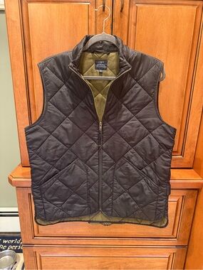 NWOT J. Crew Quilted Black & Olive Reversible Vest